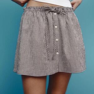 Zara Black and White Checkered Mini Skirt